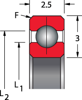 3 mm series, type C - radial contact, bearing profile