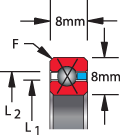 8 mm series, type X - four point contact, bearing profile
