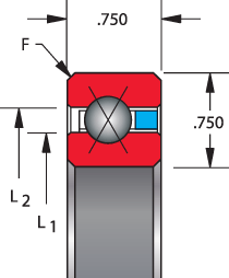 NF series, type X - four point contact, bearing profile