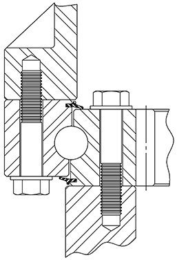 Kaydon Bearings - slewing bearing selection, simplified - Pinion is attached to upper structure supported by outer ring. Location of gear on inner ring can provide protection from harsh external conditions. Threaded bolt arrangement shown.